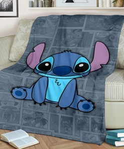Stitch Cartoon Disney Fleece Blanket Gift For Fan, Quilt Blanket Bedding Set Gift