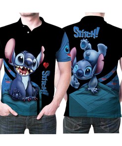 Stitch Cute Posture Heart 3D All Over Print Polo Shirt