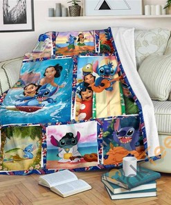 Stitch Funny With Friends Fleece Sherpa Fleece Blanket Gifts for Family, for Couple