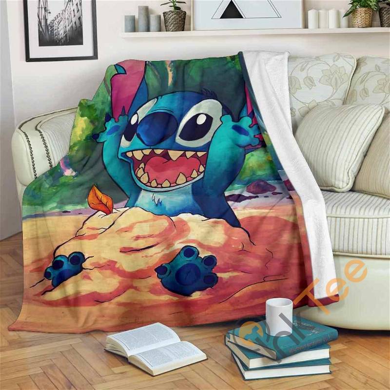 Stitch Happy Sherpa Fleece Blanket Gifts for Family, for Couple