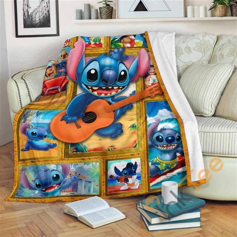 Stitch Sherpa Fleece Blanket Gifts for Family, for Couple