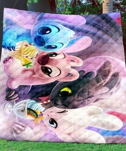 Stitch Toothless Quilt Blanket Bedding Set for Home Décor