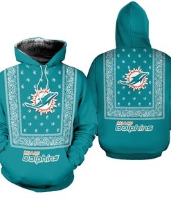 Stocktee Miami Dolphins Bandana Skull Hoodie Limited Edition