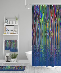 Stormy Boho Abstract Shower Curtain Optional Bath, Towels Bathroom Set