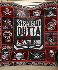 Straight Outta The Penalty Box Hockey Quilt Blanket Bedding Set