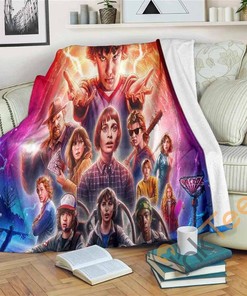 Stranger Things 3 Sherpa Fleece Blanket Gifts for Family, for Couple
