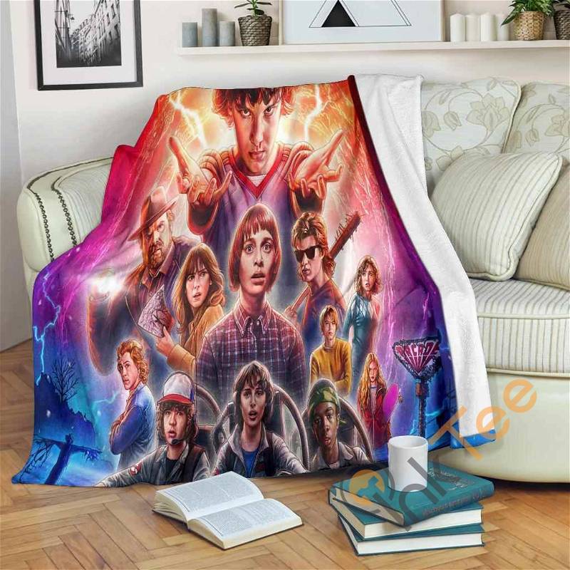 Stranger Things 3 Sherpa Fleece Blanket Gifts for Family, for Couple