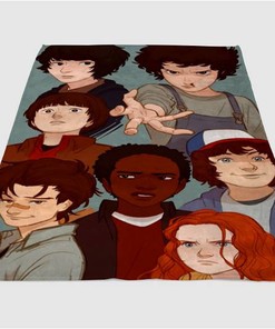 Stranger Things Art Sherpa Fleece Blanket Gifts for Family, for Couple