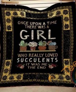 Succulent Girl Quilt Blanket Bedding Set
