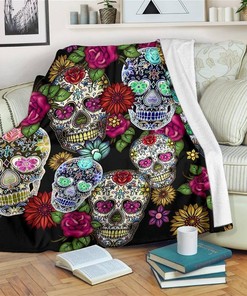 Sugar Skull Amazing Sherpa Fleece Blanket Gifts for Family, for Couple