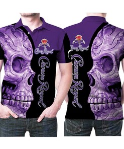 Sugar Skull Crown Royal Purple Flower Pattern 3D All Over Print Polo Shirt