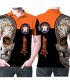 Sugar Skull Houston Astros Flower Pattern 3D All Over Print Polo Shirt