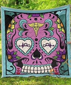 Sugar Skull Nurse Premium Quilt Blanket Bedding Set