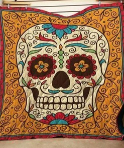 Sugar Skull Quilt Blanket Bedding Set Gift for Family