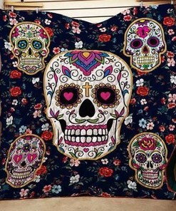 Sugar Skull Quilt Blanket Bedding Set for Home Décor