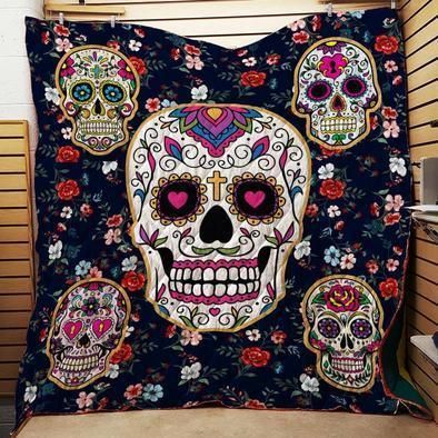 Sugar Skull Quilt Blanket Bedding Set for Home Décor