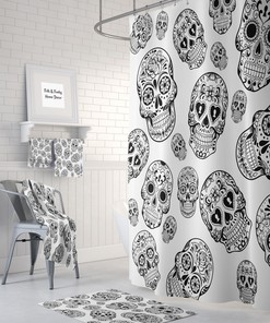 Sugar Skull Shower Curtain For Bathroom