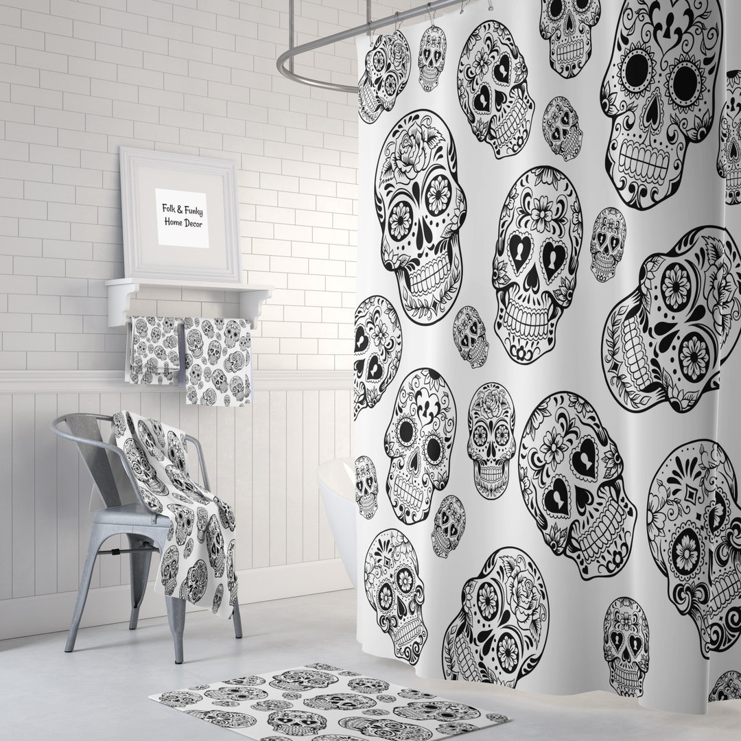 Sugar Skull Shower Curtain For Bathroom