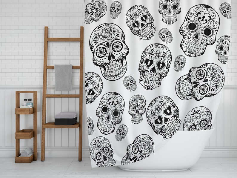 Sugar Skull Shower Curtain For Bathroom - Image 3