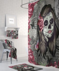 Sugar Skull Shower Curtain Larosa for Bathroom