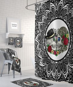 Sugar Skull Shower Curtain Mandala Forever More Skulls