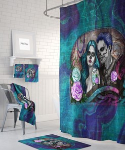 Sugar Skull Shower Curtain, Skull Bathroom Decor, Skull Couple