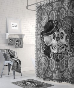 Sugar Skull Shower Curtain, Skull Couple