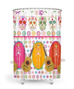 Sugar Skull Shower Curtain for Bathroom Decor