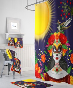 Sugar Skull Woman Shower Curtain for Bathroom Decor, Home Decor