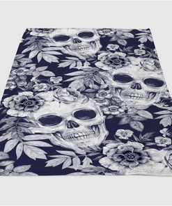 Sugar Skulls And Flowers Sherpa Fleece Blanket Gifts for Family, for Couple