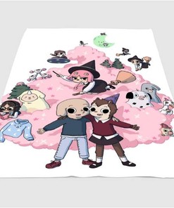Summer Camp Island Character Sherpa Fleece Blanket Gifts for Family, for Couple