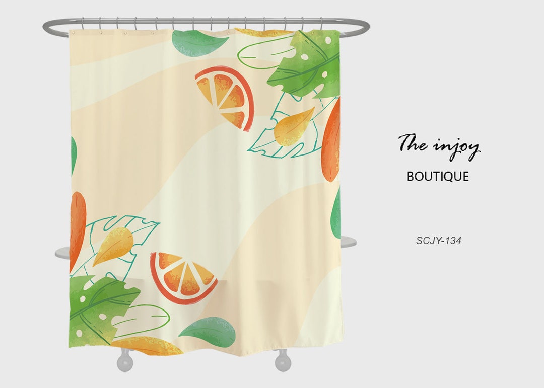 Summer Orange Shower Curtain, Simple Fruit Bathroom Bathtubs Home Decor