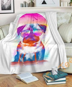 Summer Pug Sherpa Fleece Blanket Gifts for Family, for Couple