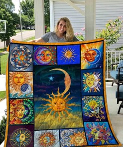 Sun And Moon Pattern Quilt Blanket Bedding Set Perfect Gifts For Sun And Moon Lover