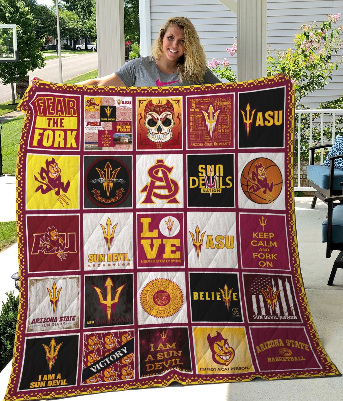 Sun Devils Collected Ncaa Arizona State Quilt Blanket Bedding Set