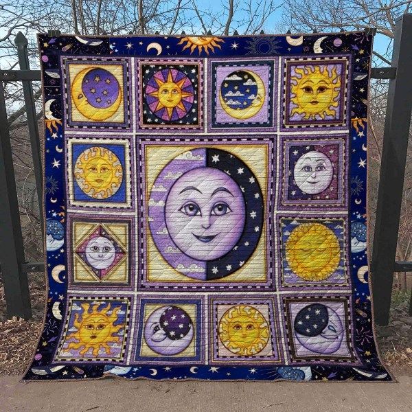 Sun Moon And Stars Hippie Quilt Blanket Bedding Set