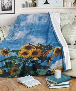 Sunflower And Sky Sherpa Blanket Fleece Blanket Gifts for Fans