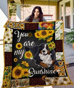 Sunflower Bernese Mountain Quilt Blanket Bedding Set