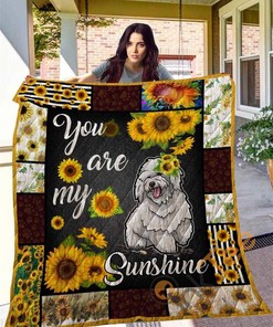 Sunflower Bichon Frise Personalized Quilt Blanket and Bedding Set