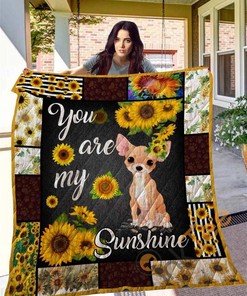Sunflower Chihuahua Quilt Blanket Bedding Set
