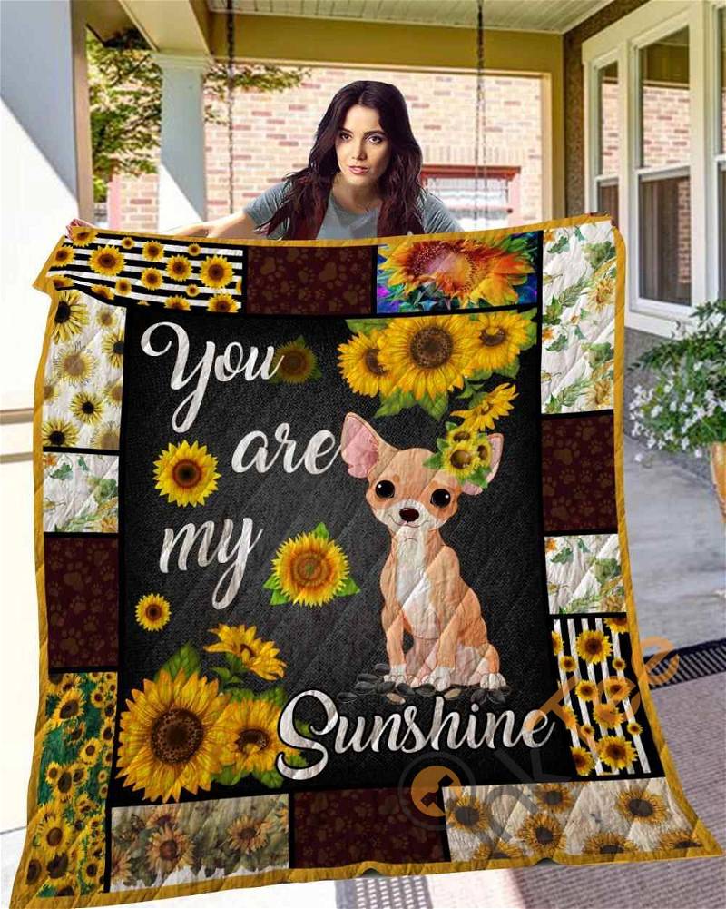 Sunflower Chihuahua Quilt Blanket Bedding Set