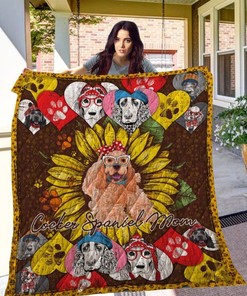 Sunflower Cocker Spaniel Mom Quilt Blanket Bedding Set Great Customized Blanket Gifts For Birthday Christmas Thanksgiving