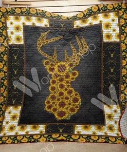 Sunflower Deer Hunting Sunflower Lo Quilt Blanket Bedding Set