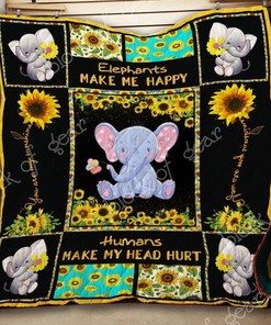 Sunflower Elephant Quilt Blanket Bedding Set for Home Décor