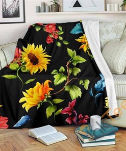 Sunflower Floral Sherpa Blanket Fleece Blanket Gifts for Fans