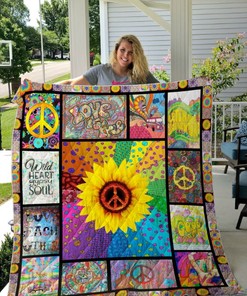 Sunflower Good Vibes Hippie Sunflower Quilt Blanket Bedding Set