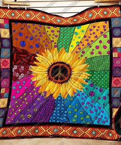 Sunflower Hippie Colorful Quilt Blanket Bedding Set Perfect Gifts For Sunflower Lover