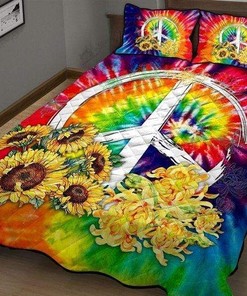 Sunflower Hippie Quilt Blanket Bedding Set for Home Décor