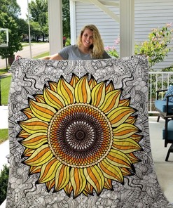Sunflower Mandala Pattern Quilt Blanket Great Customized Gifts For Birthday Christmas Thanksgiving Perfect Gifts For Sunflower Lover