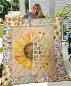 Sunflower Mom Love You Forever Quilt Blanket Bedding Set Great Customized Blanket Gifts For Birthday Christmas Thanksgiving Mother's Da